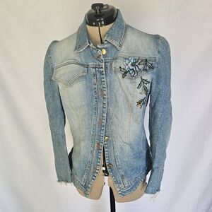 Roberto Cavalli 2003 Denim Amour Tattoo Embroidered Jacket M